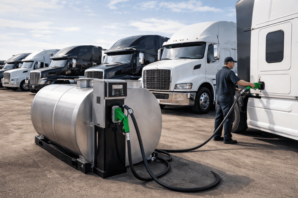 Sistema de abastecimento de diesel em pátio de frota de caminhões